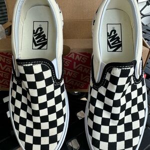 Vans Black and White Checkered Slip-On Sneakers